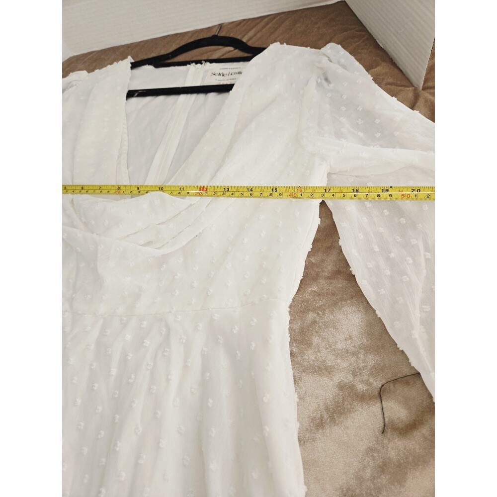 Selfie Leslie Hand In Mine Indie Mini Dress L Boho Ruffle Sleeve White Mint Casu - Picture 6 of 13